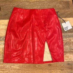NWT Trinity Faux Leather Skirt in Red
superdown